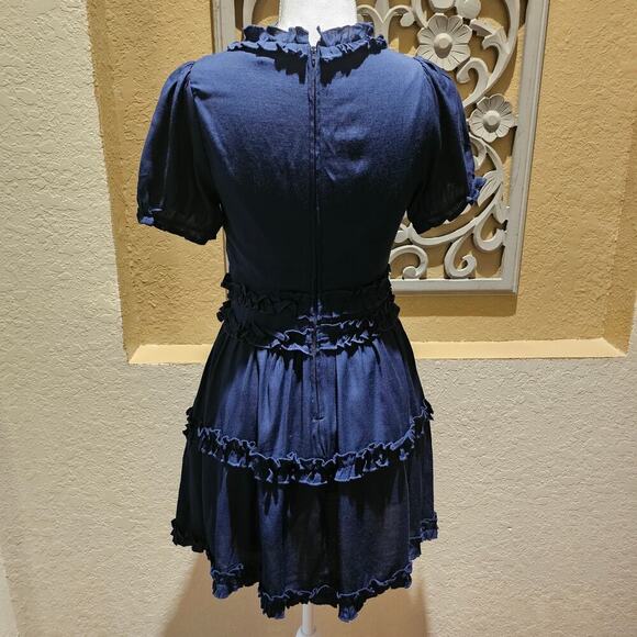 Altar’d State Dress S Navy Coastal Western Flair Boho Cottagecore Romantic EUC - Picture 4 of 13